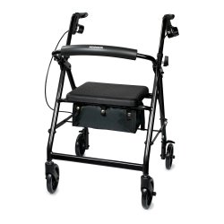 4 Wheel Rollator McKesson Blue Adjustable Height Aluminum Frame