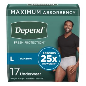 Male Adult Absorbent Underwear Depend FIT-FLEX Pull On with Tear Away Seams Large Disposable Heavy