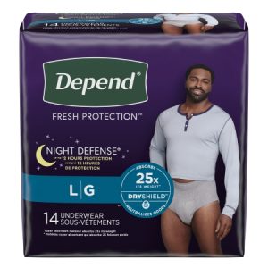 Male Adult Absorbent Underwear Depend Night Defense Pull On with Tear Away Seams Large Disposable Heavy Absorbency