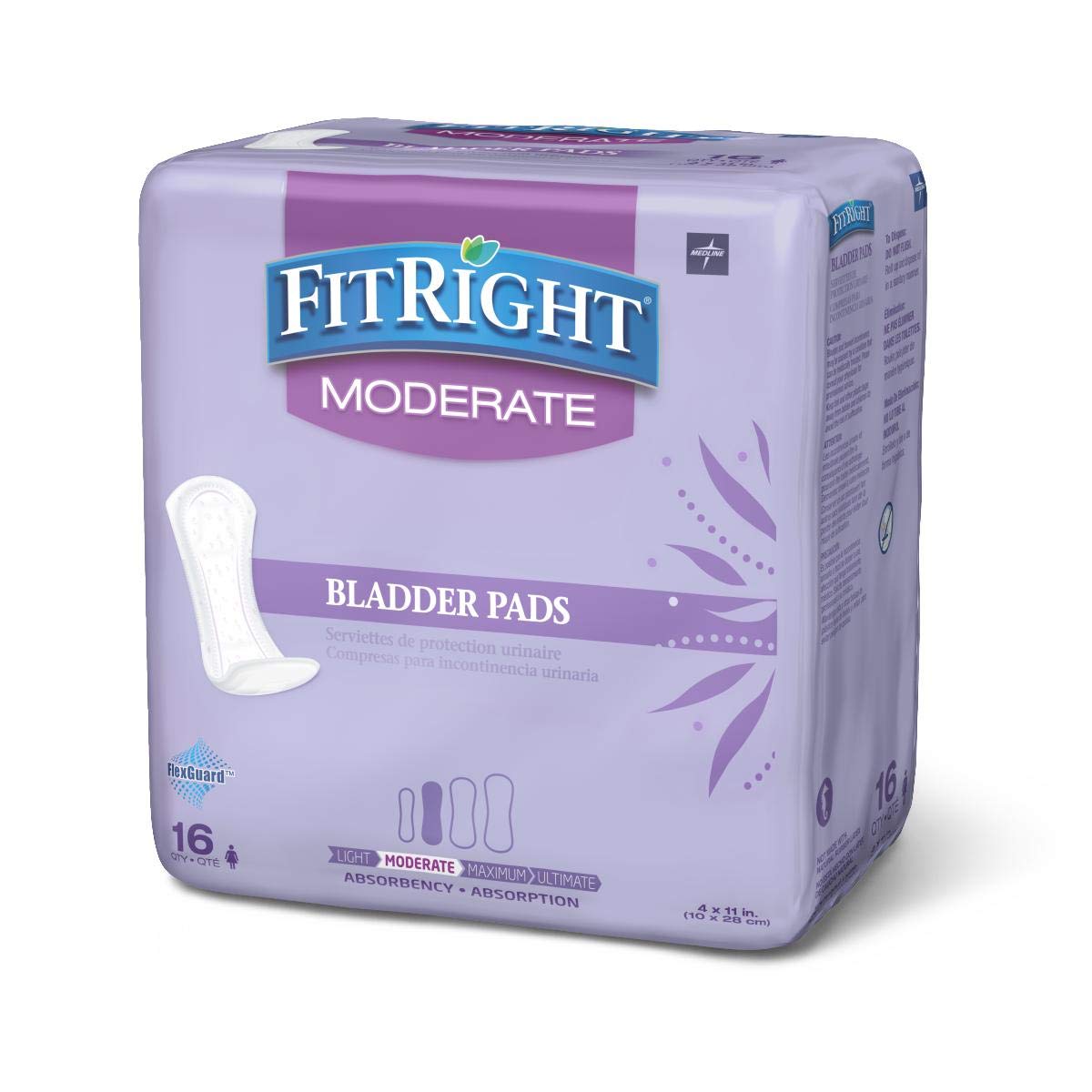 Bladder Control Pad FitRight 8-1/2 X 16 Inch Heavy Absorbency Super Absorbent Core One Size Fits Most