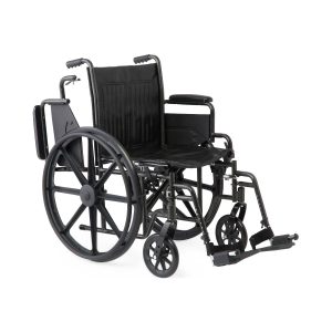 16″ Wide K1 Basic Vinyl Wheelchair with Swing-Back Desk-Length Arms and Swing-Away Footrests