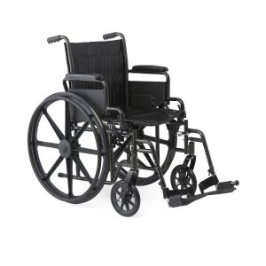 16″ Wide K1 Basic Vinyl Wheelchair with Swing-Back Desk-Length Arms and Swing-Away Footrests