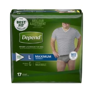 Male Adult Absorbent Underwear Depend Real Fit Pull On with Tear Away Seams Large / X-Large Dispos